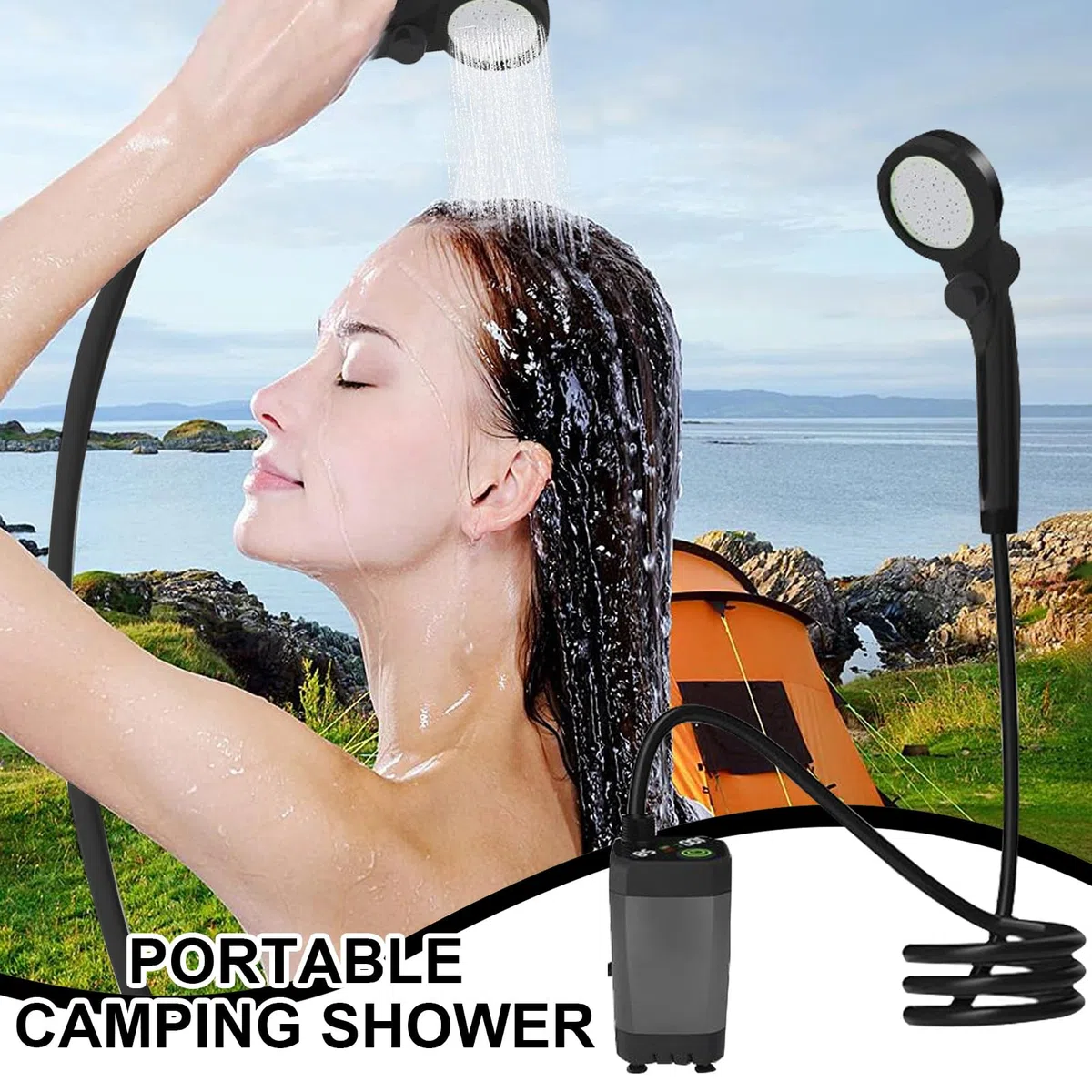 Prysznic Przenośny Ładowalny, 3 Tryby Natrysku, Wodoodporny, Pompa | Prysznic do a z wyświetlaczem LED Przenośny, Na Plażę, , Wędrówki, Mycie Samochodu, Kąpiel