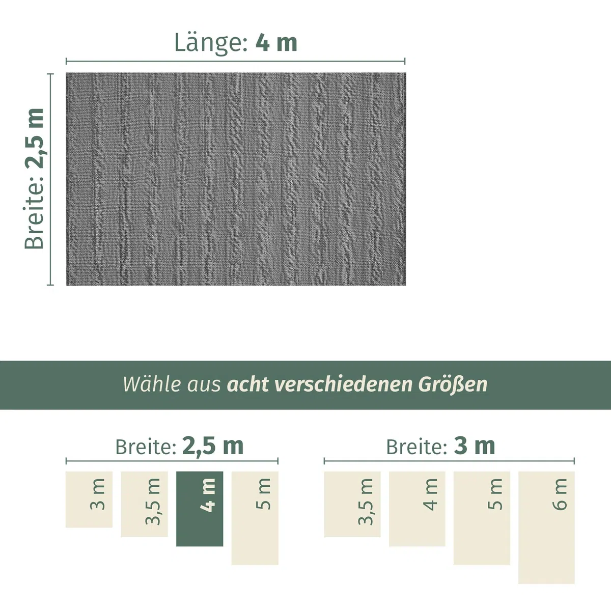 Dywan namiotowy, ciemnoszary, 250 x 400 cm (300 g/m² PP), odporny na warunki atmosferyczne, do użytku na zewnątrz, oddychający, łatwy do prania