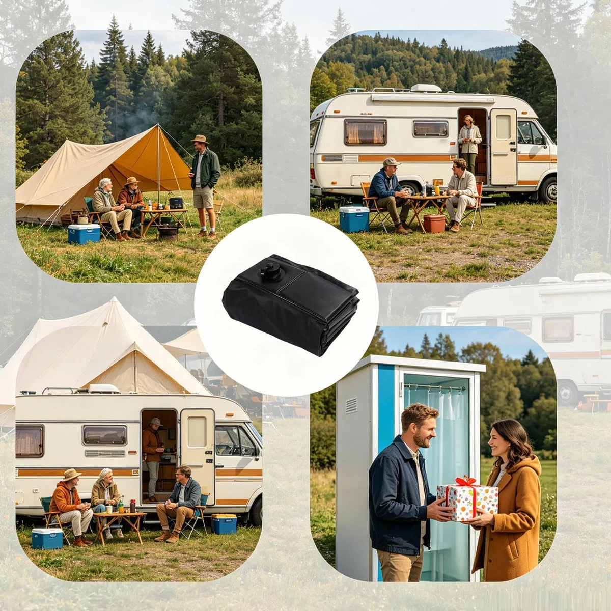 Brodzik Prysznicowy RV Kompaktowa taca kąpielowa 104x104x12,7 cm | Zewnętrzna Podstawa Prysznicowa Z Wężem Odpływowym Na plażę do łazienki wewnątrz na zewnątrz w podróży camping wędrówki