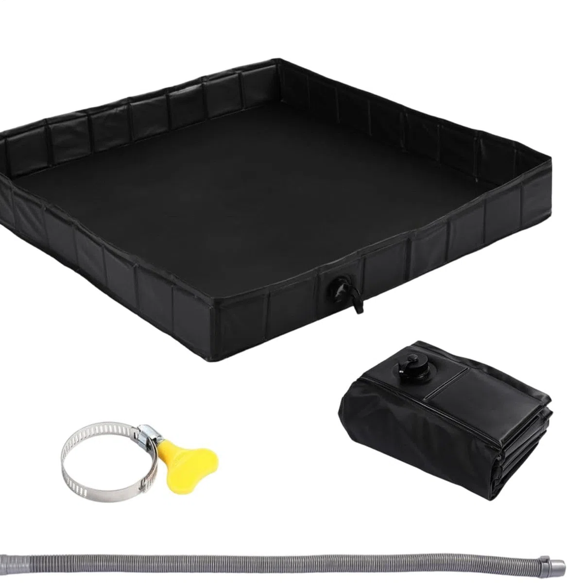 Brodzik Prysznicowy RV Kompaktowa taca kąpielowa 104x104x12,7 cm | Zewnętrzna Podstawa Prysznicowa Z Wężem Odpływowym Na plażę do łazienki wewnątrz na zewnątrz w podróży camping wędrówki